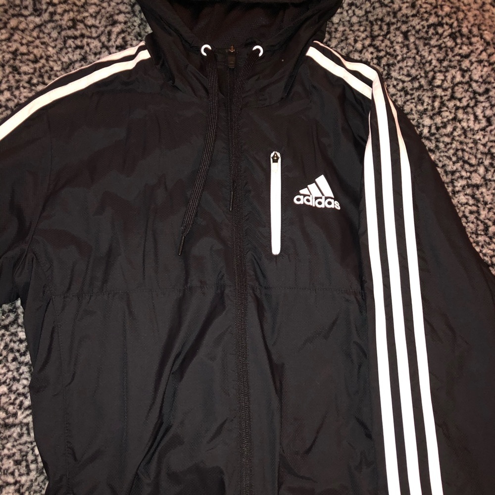 Black 3-stripe adidas windbreaker